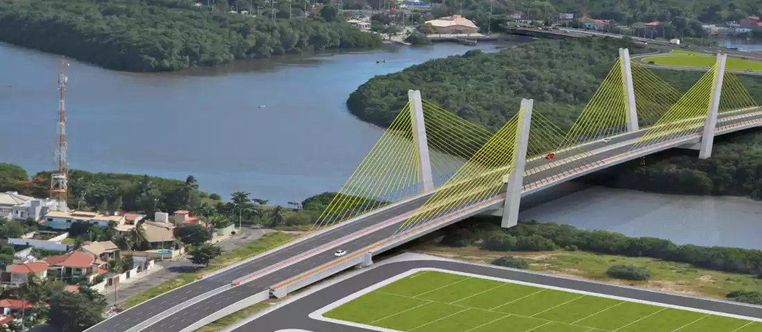 Ilustração 3D da ponte que ligará os bairros Inácio Barbosa e Coroa do Meio